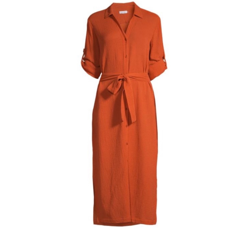 Terracota ​Cotton Midi Shirt Dress Sz Large